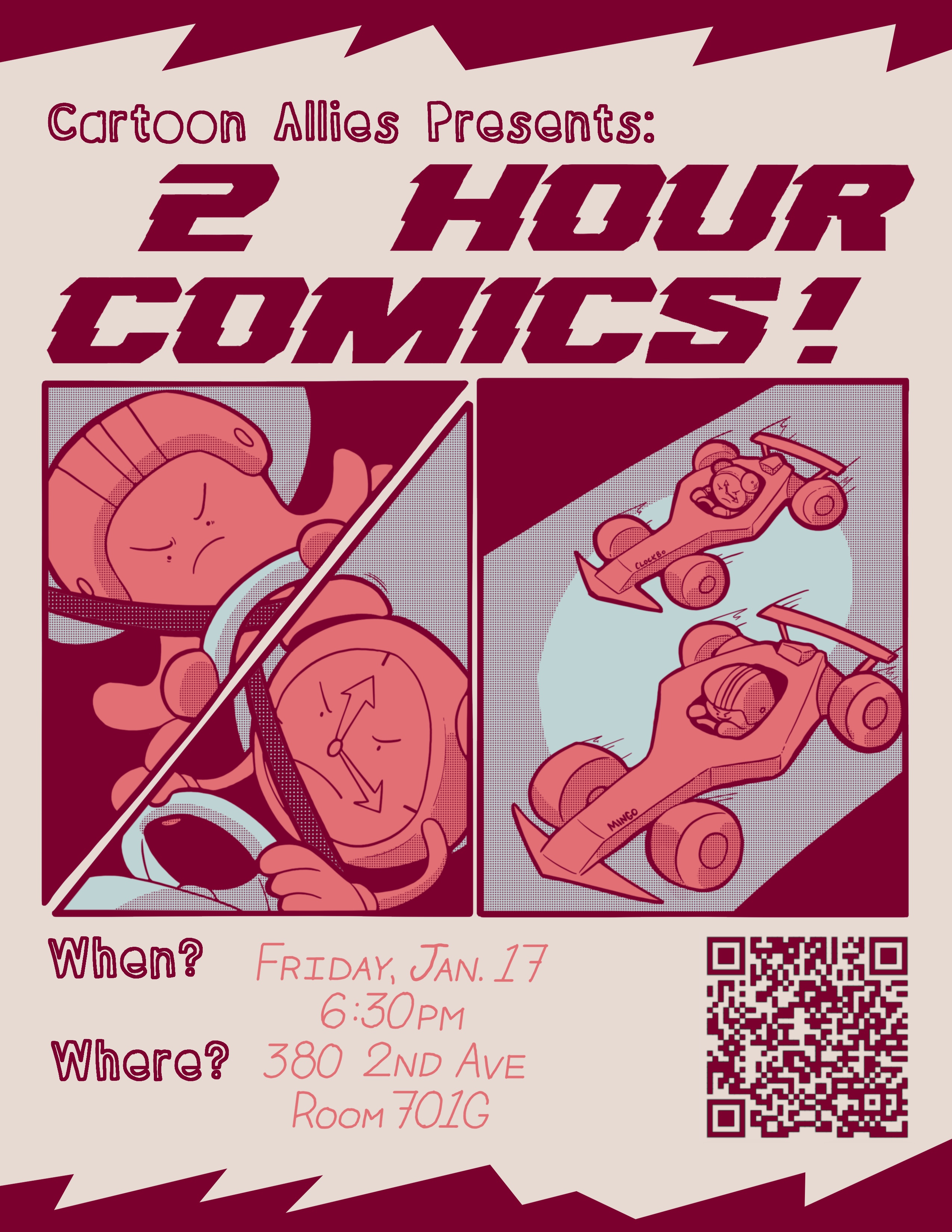 Poster for 2 Hour Comics Night